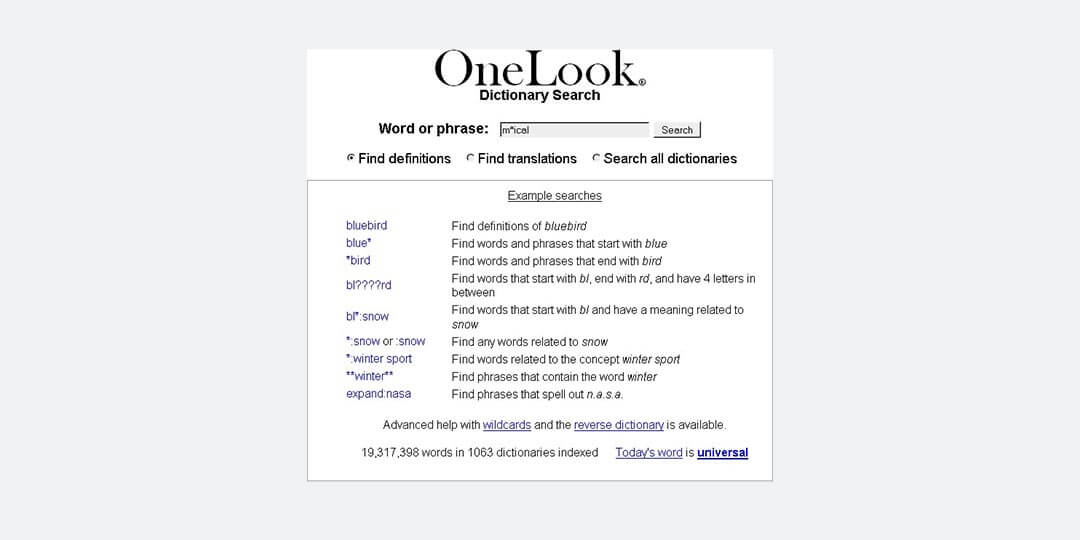 onelook writing tools